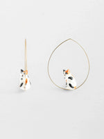 Black, White&Brown Cat hoop earrings