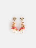 J900 dangling rabbit and mushrooms earrings