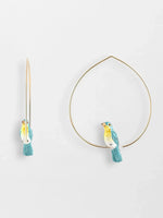 Blue Warbler Bird Hoop Earrings