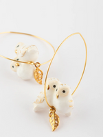 white owl and gold leafs big hoop earrings j781