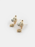 Polar Bear Head and gold star pendant earrings - Arctique