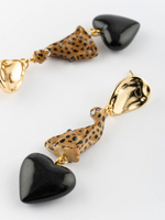 Leopard Black Heart pendant earrings - Premier amour