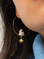 Polar Hare small hoop earrings with gold star- Arctique