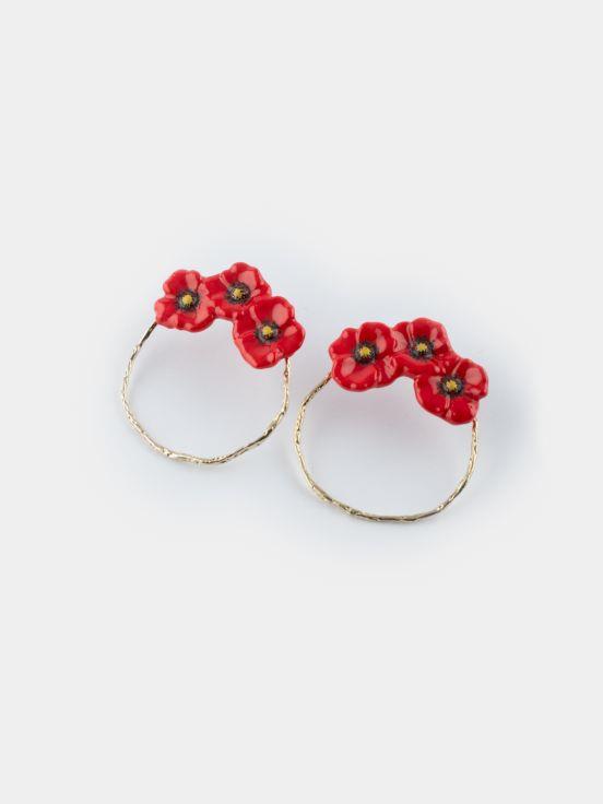 Poppies circle earrings
