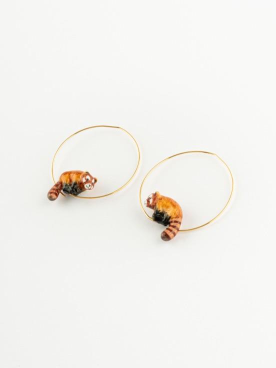 Red Panda small hoop earrings