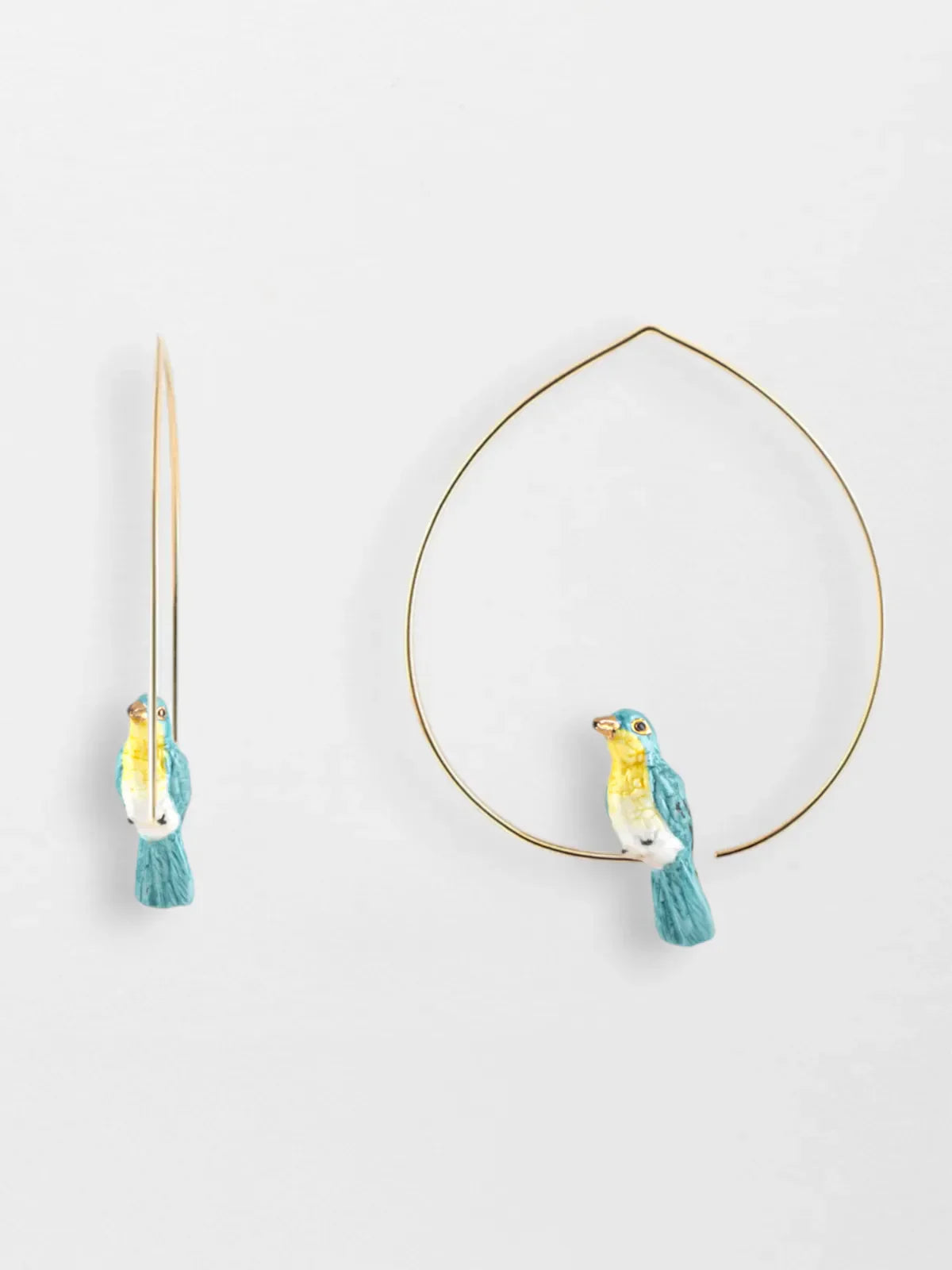 Blue Warbler Bird Hoop Earrings
