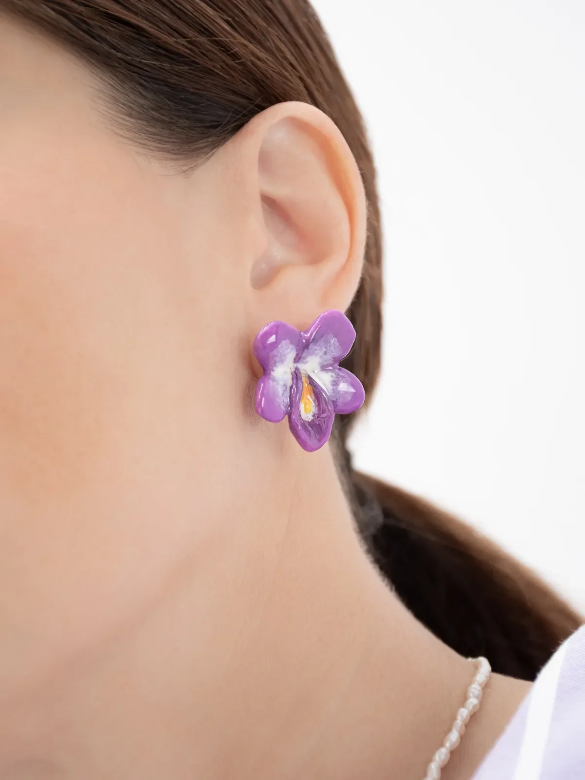 Purple Aster Flower mini earring - EspritLibreP1