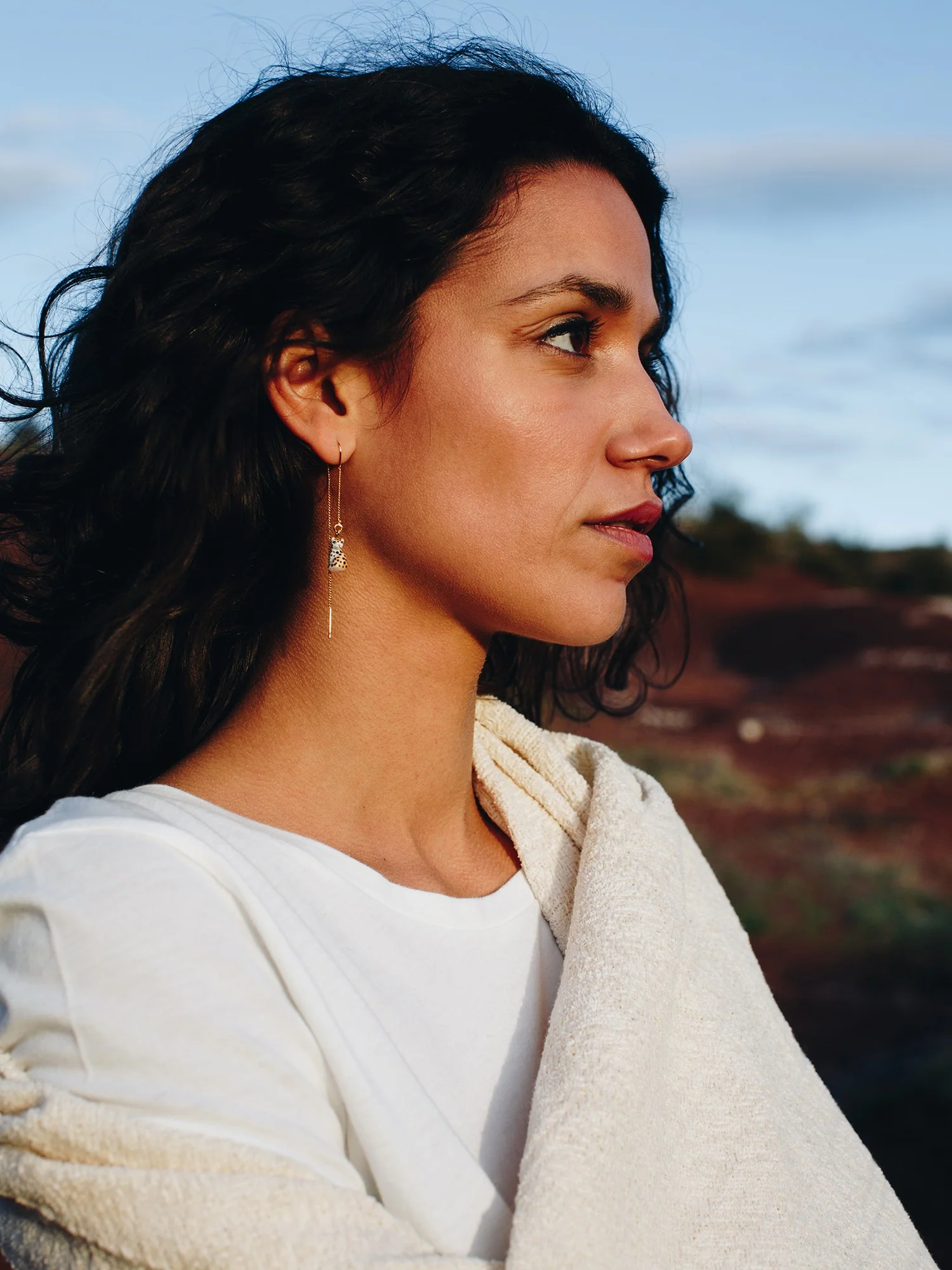 Sitting Leopard long earrings